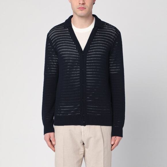 Roberto Collina Other - Roberto Collina Italian Navy Blue Perforated Knit Cardigan Sweater Size XL